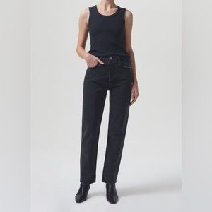 90s pinch waist high rise straight - black tea